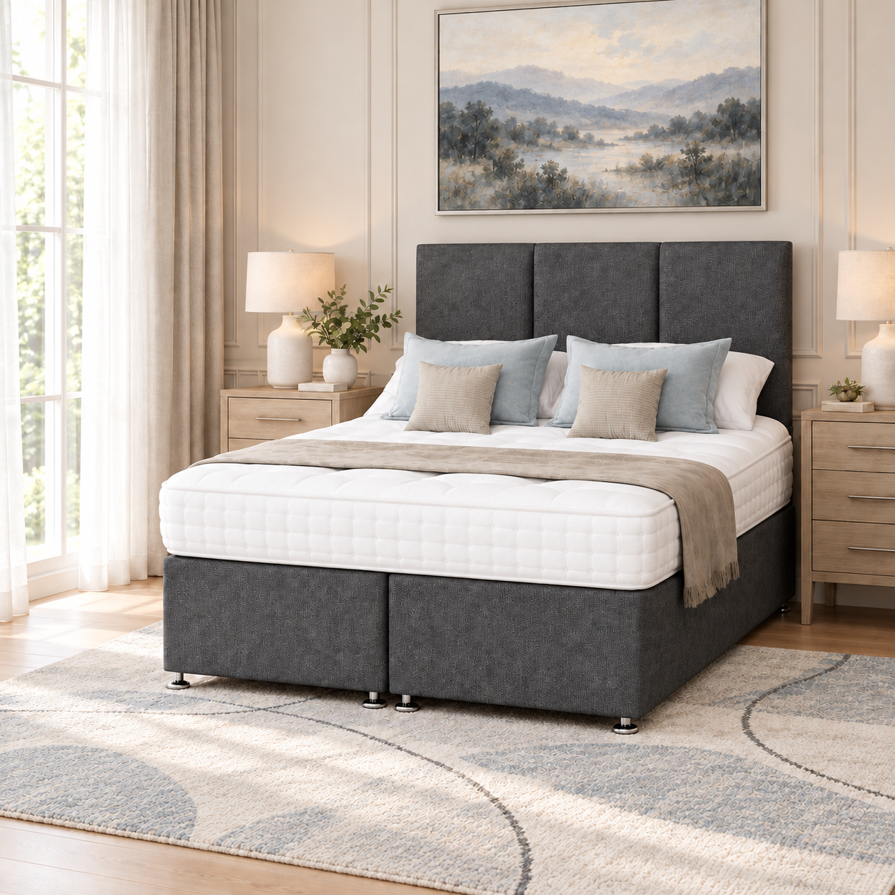 Marlow Electric Adjustable Divan Bed with Three-Panel Headboard
