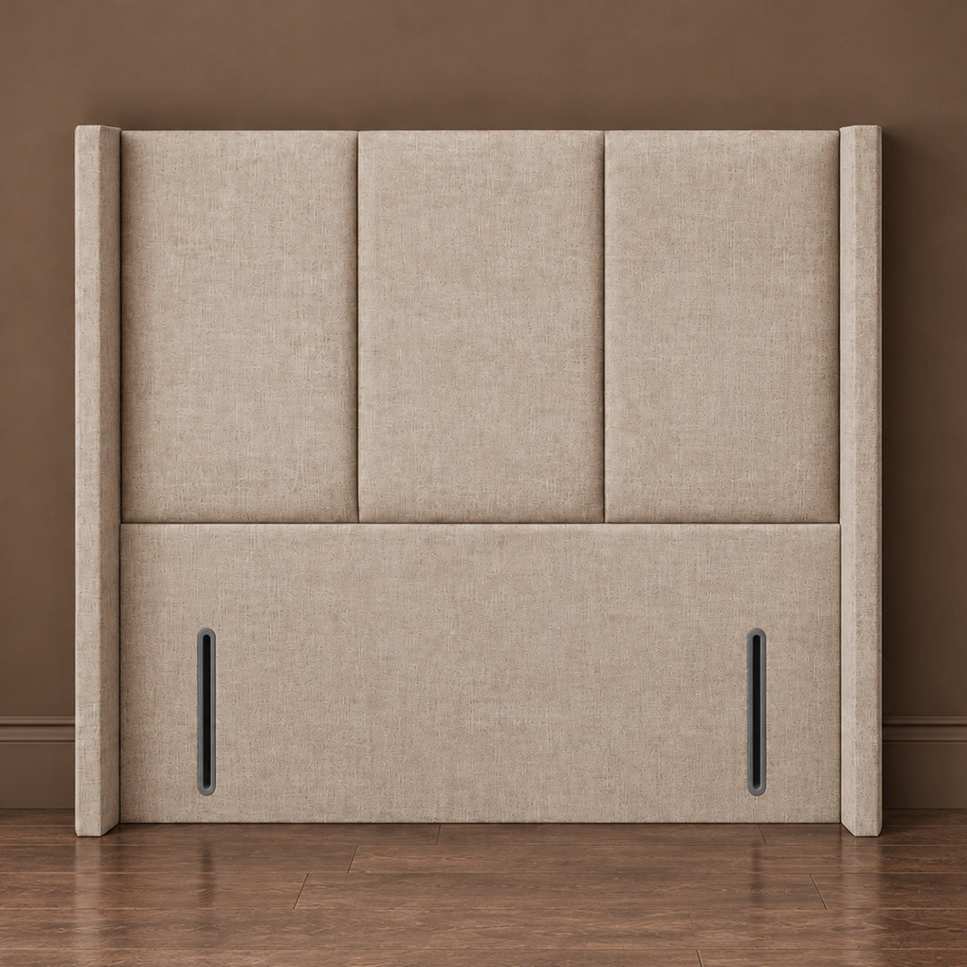 Marlow 54-Inch Three-Panel Winged Vertical Lined Floor Standing Headboard