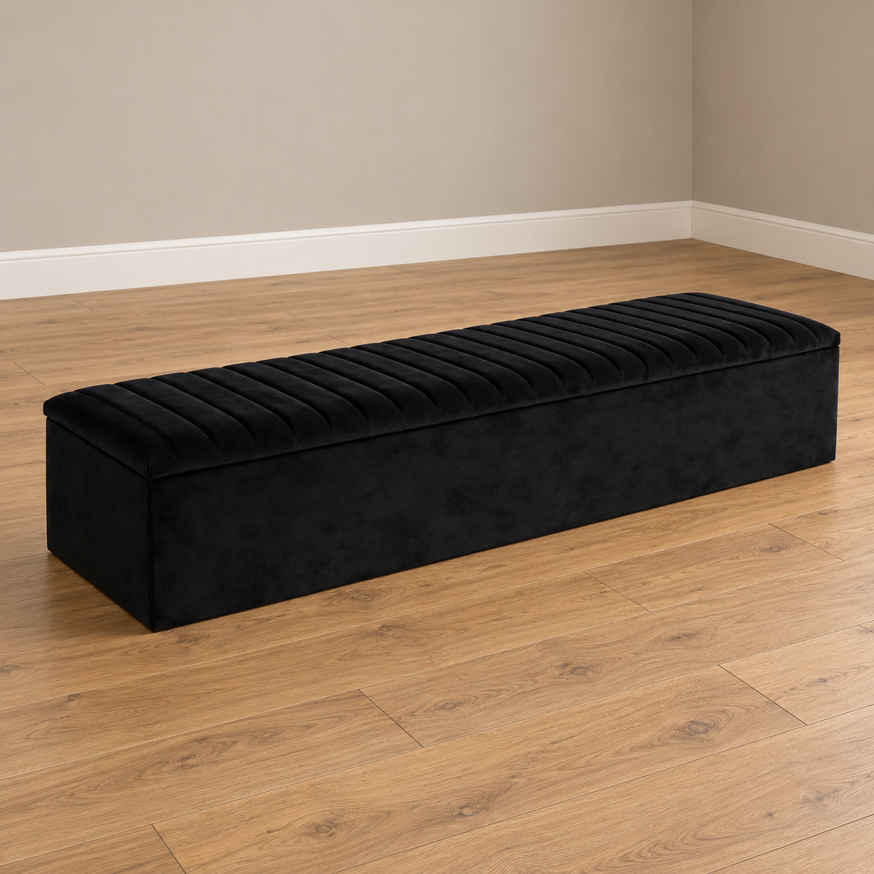 Ridley Upholstered Ottoman Blanket Box with Ribbed Lid