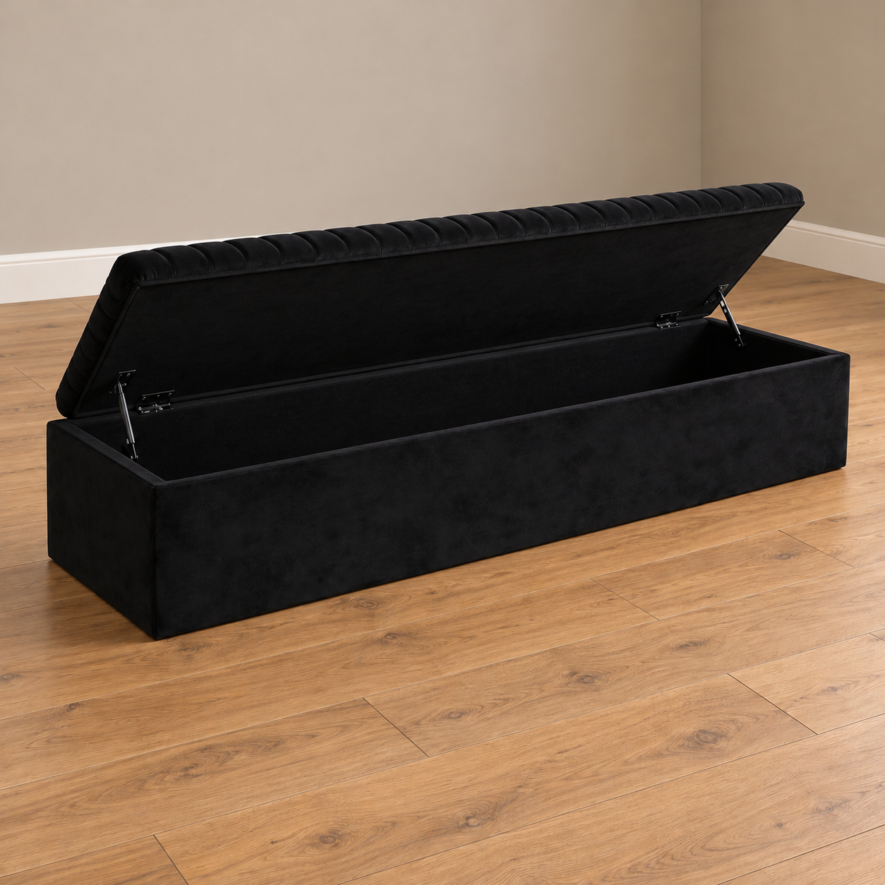 Ridley Upholstered Ottoman Blanket Box with Ribbed Lid