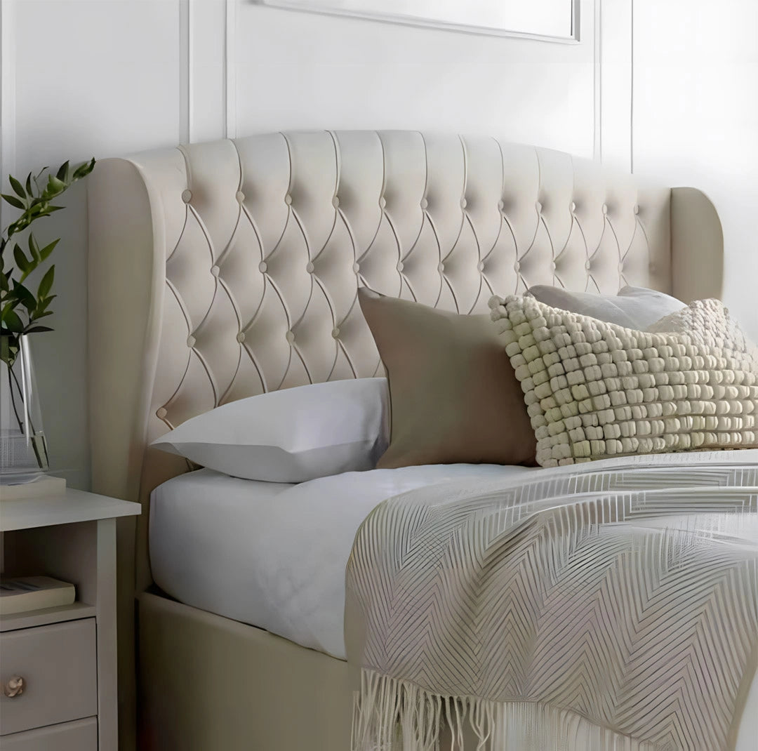 Arden Natural Velvet Ottoman Bed