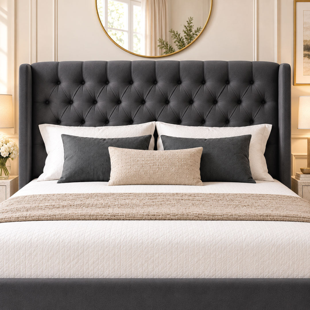 Arden Grey Velvet Ottoman Bed