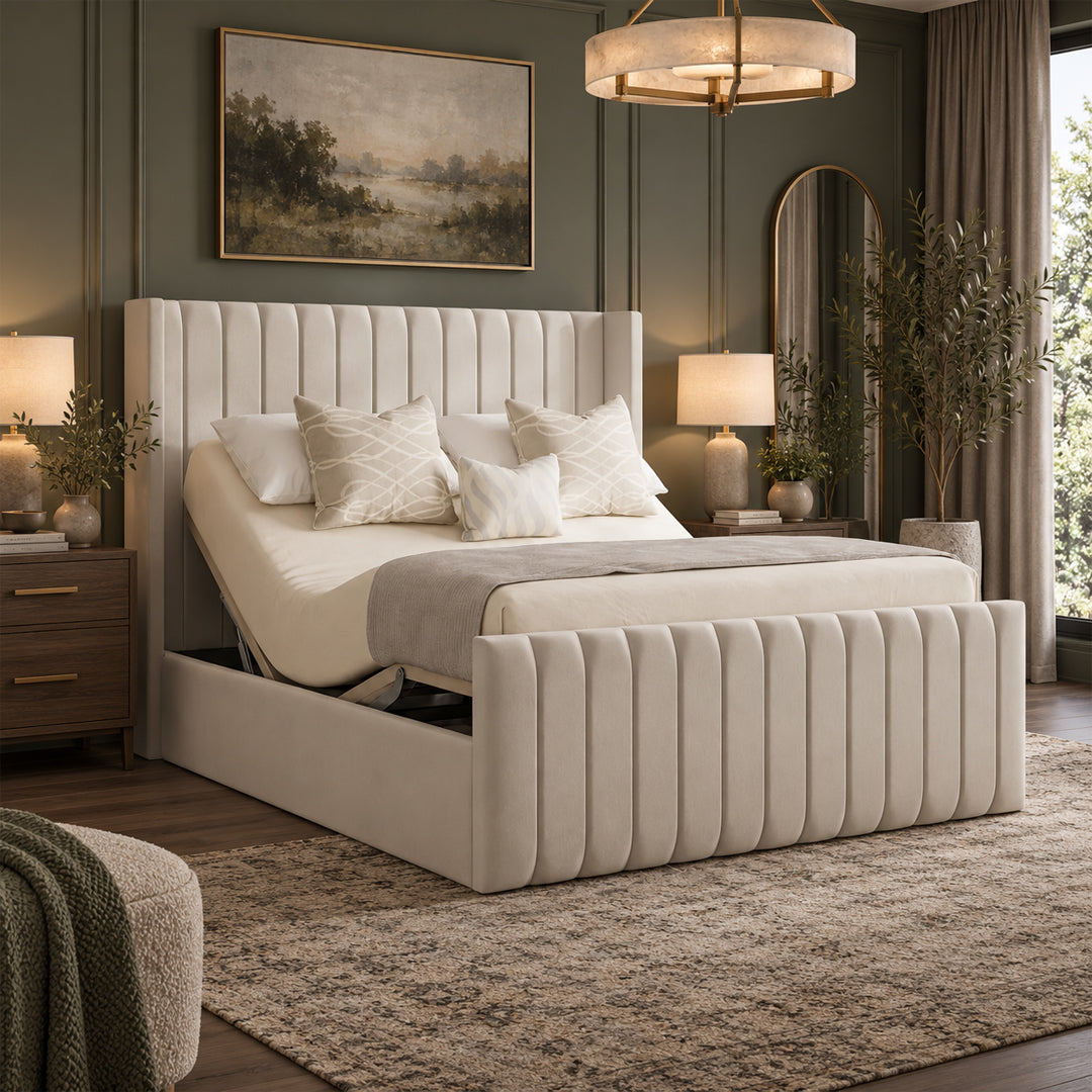 Elmwood Winged Electric Adjustable Bed, Handcrafted in the UK