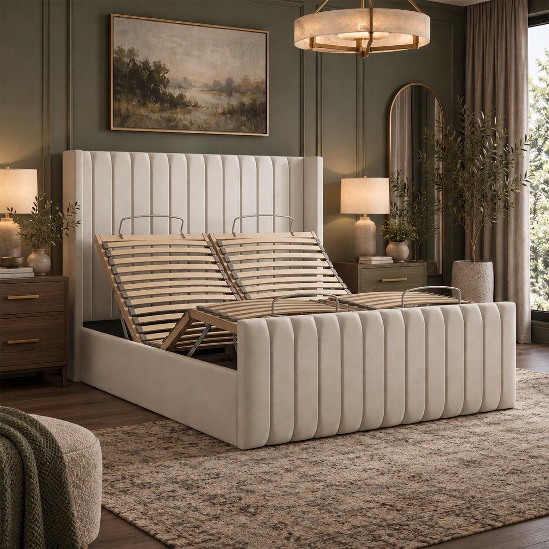 Elmwood Winged Electric Adjustable Bed, Handcrafted in the UK