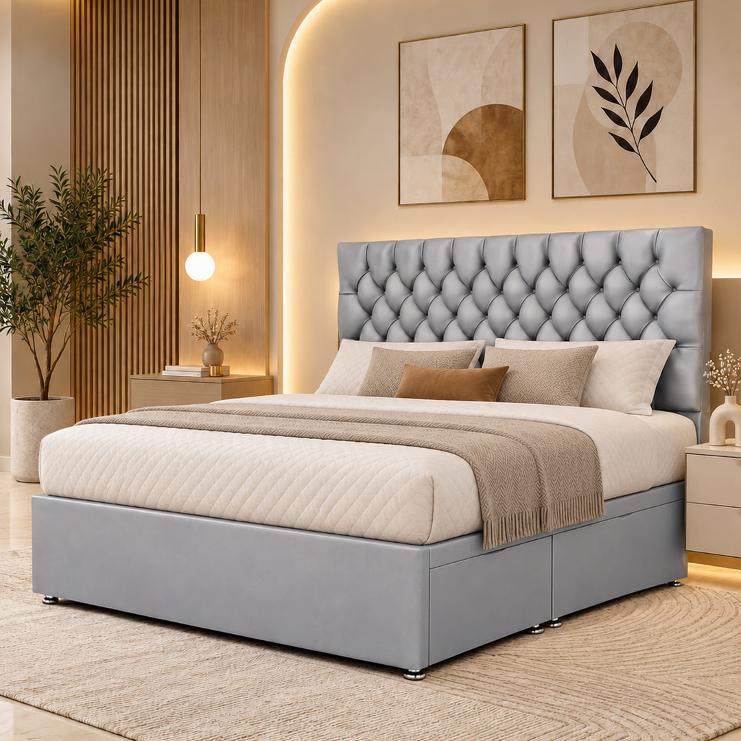 Silver Ottoman Divan Bed