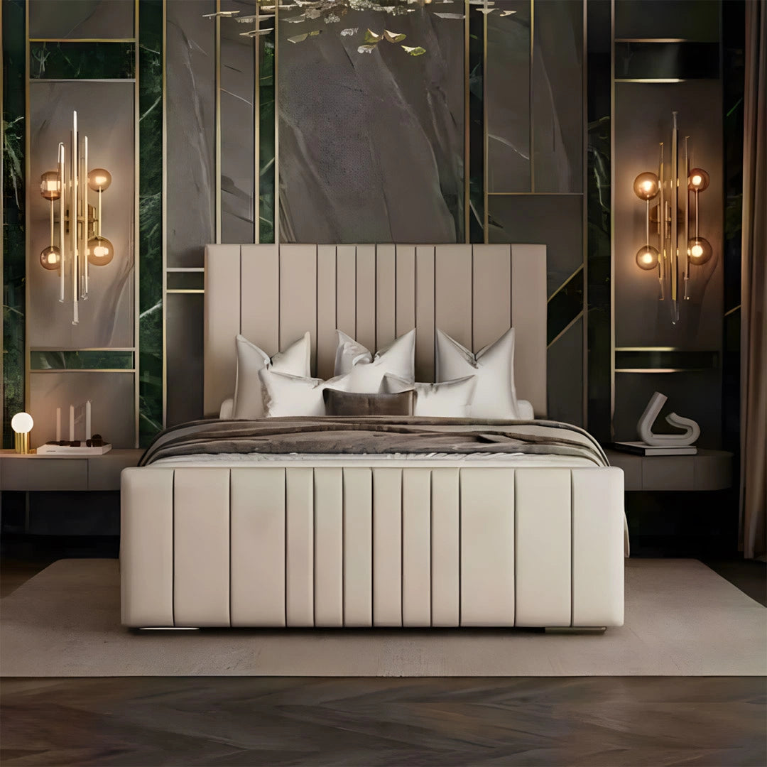 Victoria Chevron Upholstered Bed