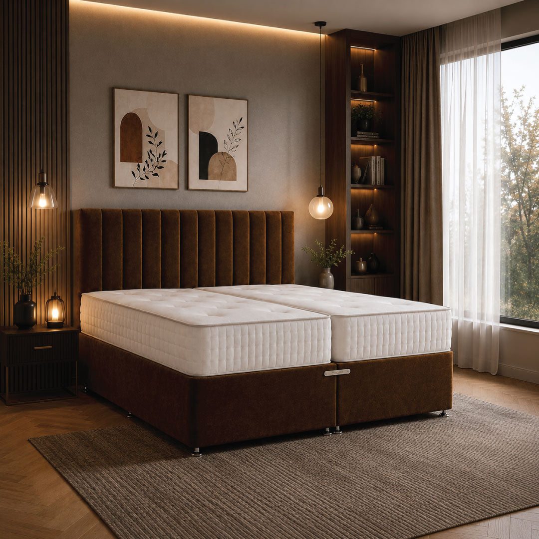 Harrogate Open Coil Zip and Link Divan Bed Set, Handmade in the UK