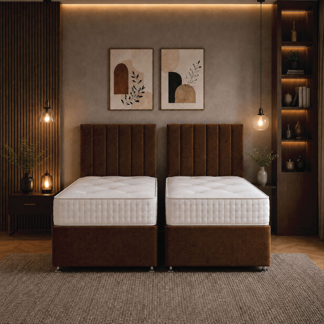 Harrogate Open Coil Zip and Link Divan Bed Set, Handmade in the UK