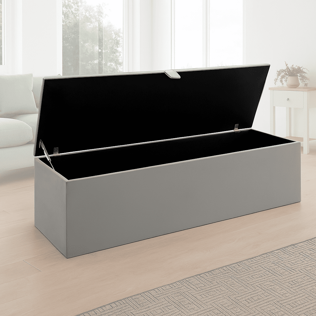 Super Beds 2026 Sapphire Velvet Lid Ottoman Storage Box